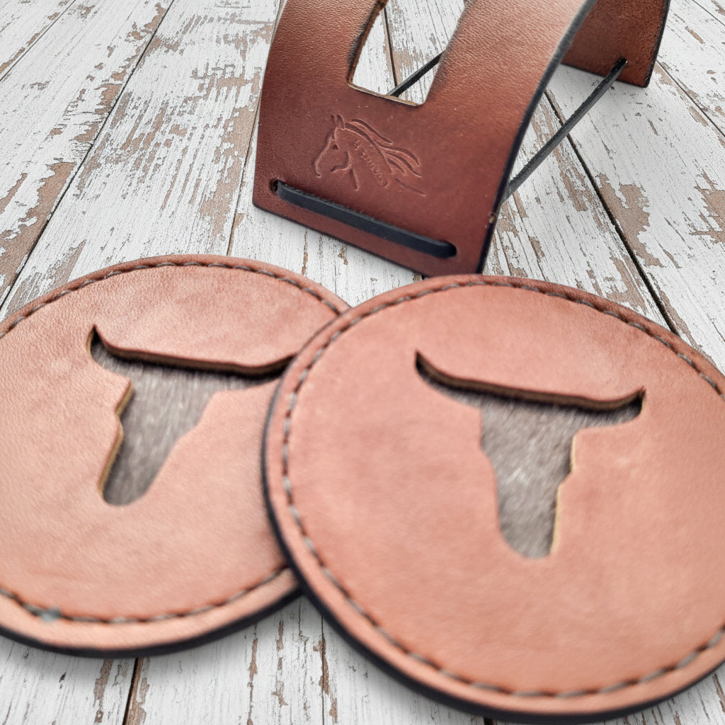 Longhorn Leather Coasters