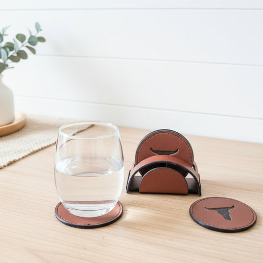 Longhorn Leather Coasters