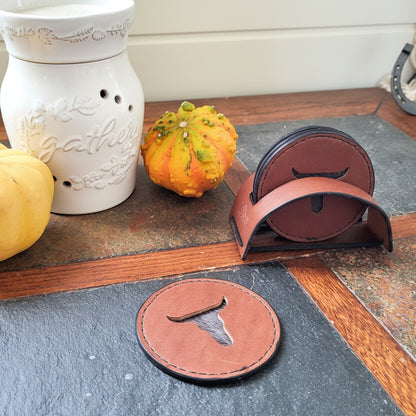 Longhorn Leather Coasters