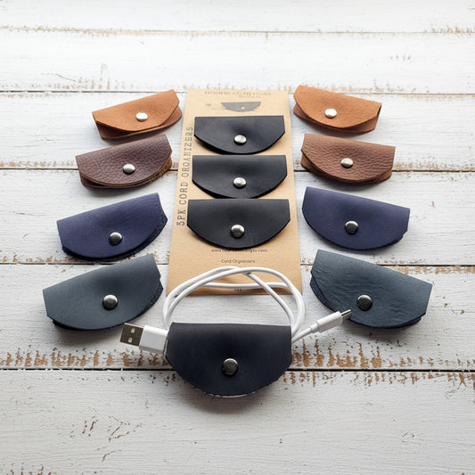 3pk Leather Cord Holders