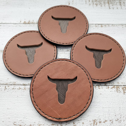 Longhorn Leather Coasters