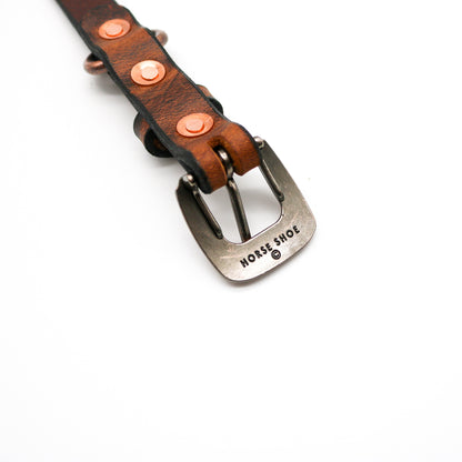 Brown Leather Dog Collar With Name - Personalized Crazy Horse Water Buffalo Leather, Copper Hardware, Leather Pet Collars