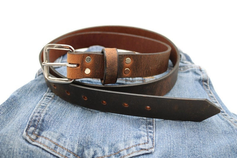 Distressed Vintage Brown Buffalo Leather Belt, Brown Leather Belt, Leather Belt Men, Ladies Leather Belt, Leather Belt with Roller Buckle