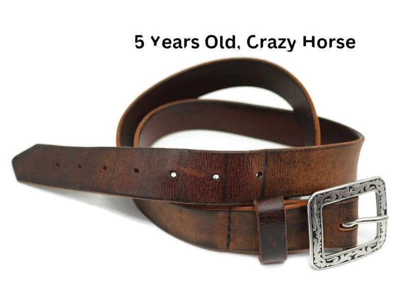 Distressed Water Buffalo Leather Belt Womens Mens Belt Handmade Western Leather Belt