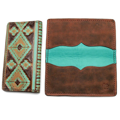 western turquoise lambskin leather checkbook cover