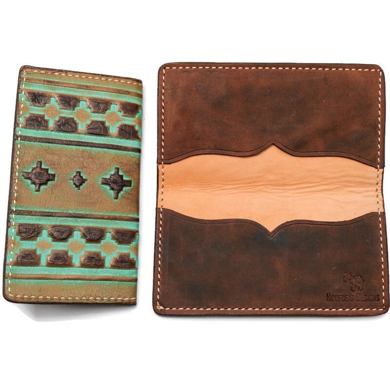 western natural veg tan leather checkbook cover