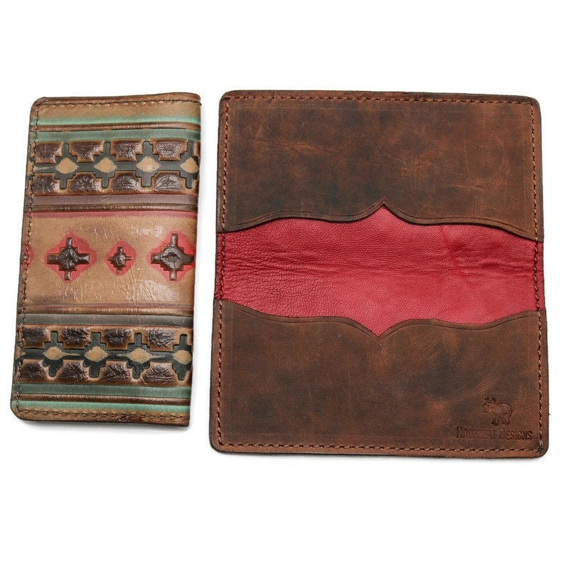 western leather checkbook cover red lambskin lining