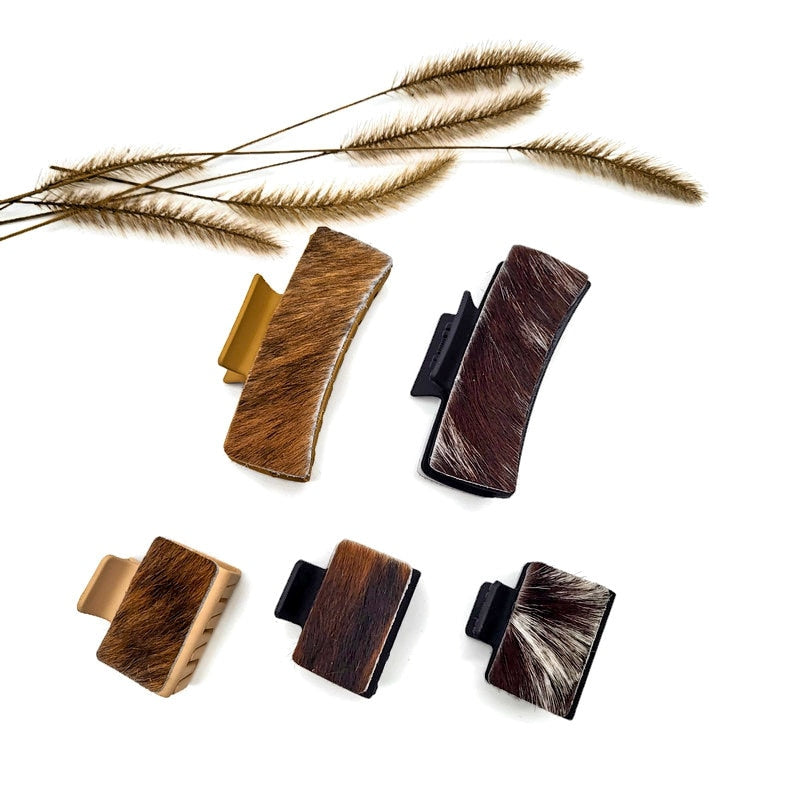 Leather & Cowhide Claw Hair Clips