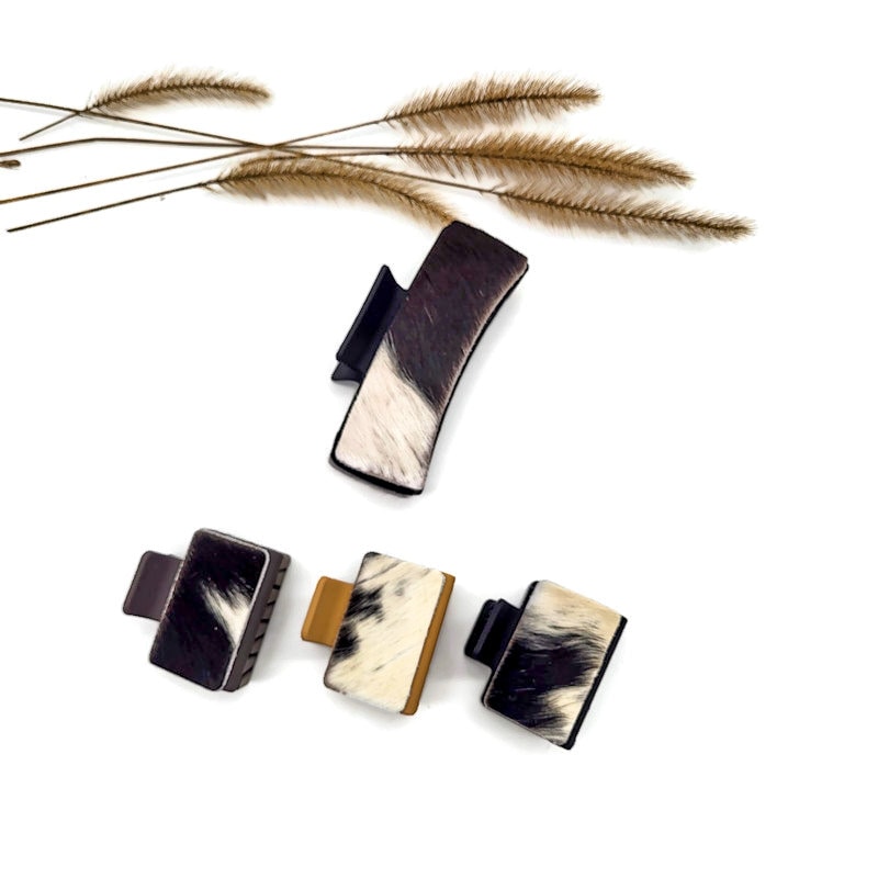 Leather & Cowhide Claw Hair Clips